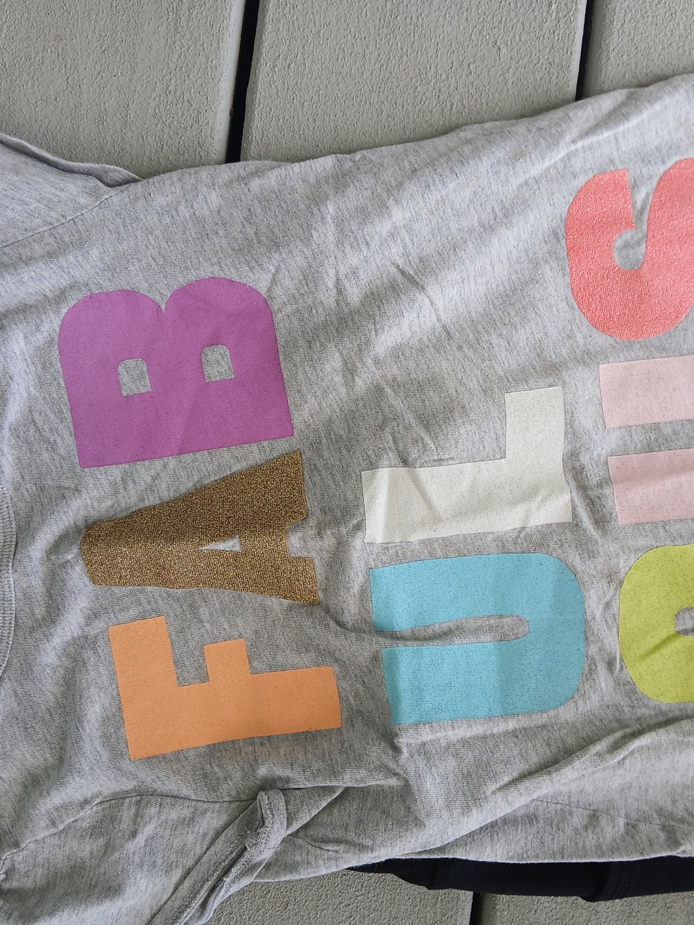 Kids Fun-Color Graphic Sweatshirt - Gray with Multicolor Letters
